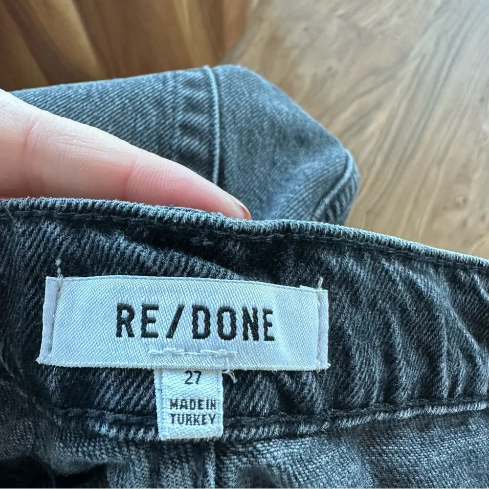 RE/DONE High Rise Straight Leg Jeans In Washed Black - Picture 3 of 3